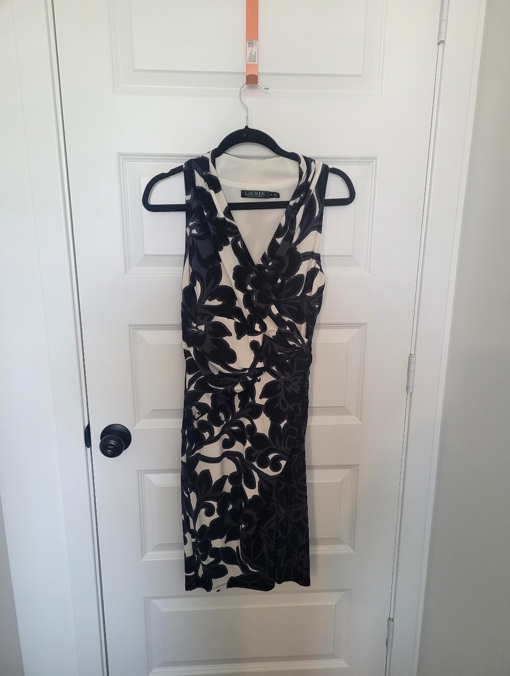 Lauren Ralph Lauren Black and Cream Floral Midi Dress